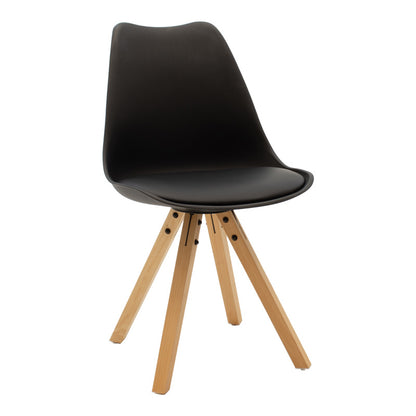 Τραπεζαρία Natali-Caron pakoworld σετ 3τεμ mdf σε μαύρη-φυσική απόχρωση 80x80x76εκ - Hippiehome.gr