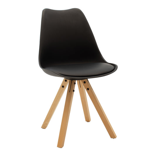 Τραπεζαρία Julita-Caron pakoworld σετ 5τεμ mdf σε μαύρη-φυσική απόχρωση Φ80x76εκ - Hippiehome.gr