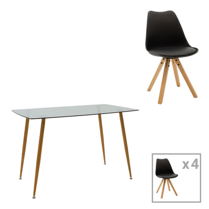 Τραπεζαρία Chloe-Caron pakoworld σετ 5τεμ σε ανθρακί-μαύρη απόχρωση 120x70x75εκ - Hippiehome.gr