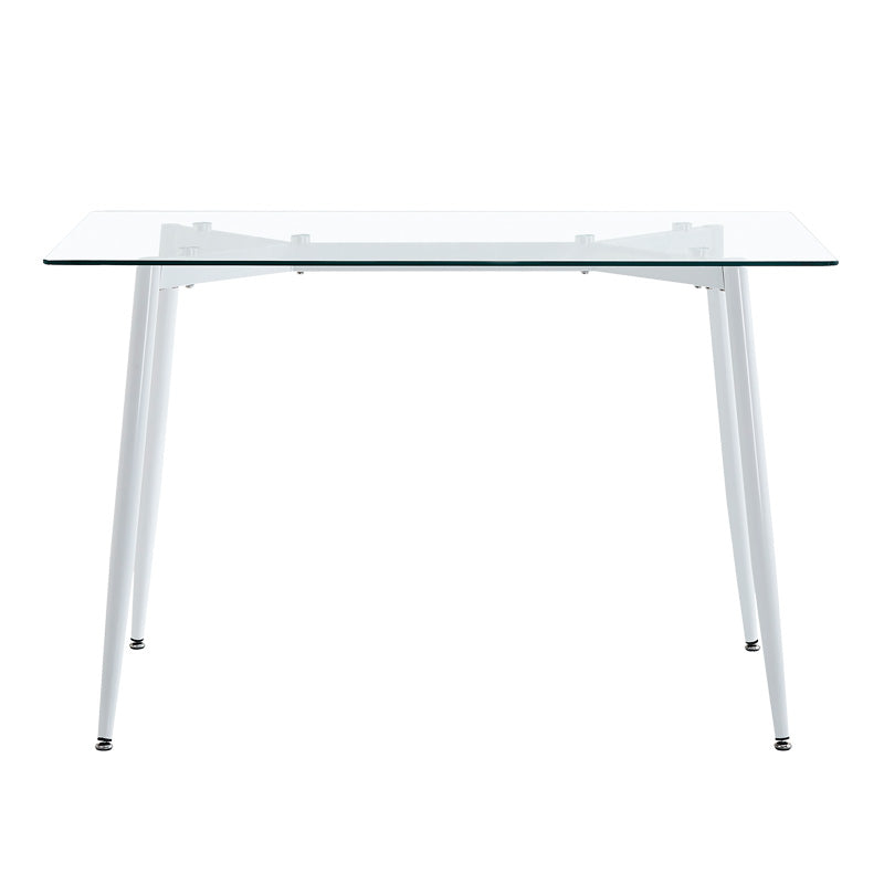 Τραπεζαρία Quana-Julita pakoworld σετ 5τεμ γυάλινο 8χιλ διάφανο - μαύρο πόδι 120x70x75εκ - Hippiehome.gr