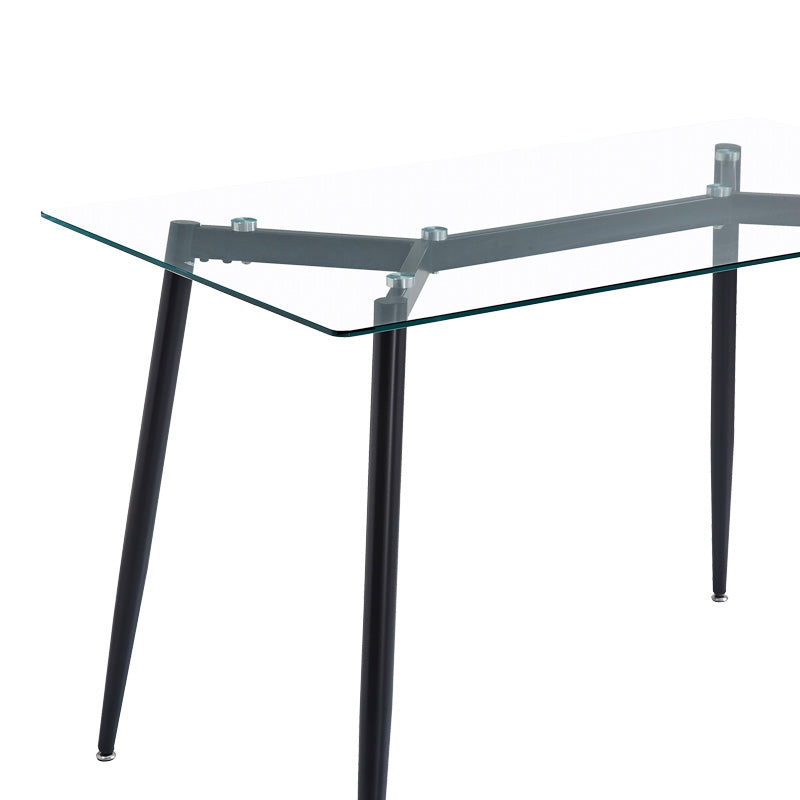 Τραπεζαρία Quana-Ezra pakoworld σετ 5τεμ γυάλινο 8χιλ διάφανο - μαύρο πόδι 120x70x75εκ - Hippiehome.gr