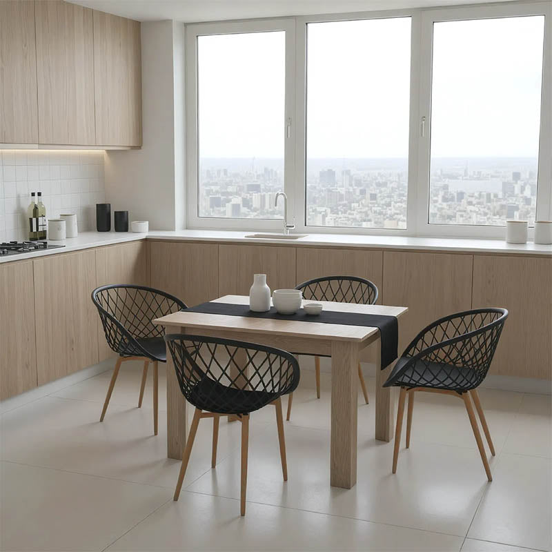 Τραπεζαρία Manka-Ezra pakoworld σετ 5τεμ σε sonoma-μαύρη απόχρωση 110x80x77εκ - Hippiehome.gr