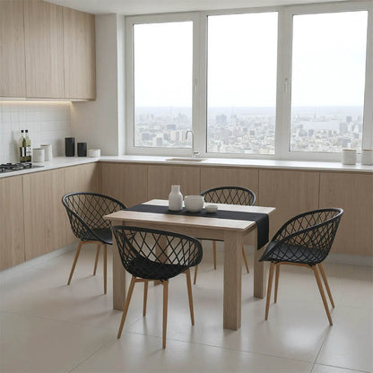 Τραπεζαρία Manka-Ezra pakoworld σετ 5τεμ σε sonoma-μαύρη απόχρωση 110x80x77εκ - Hippiehome.gr