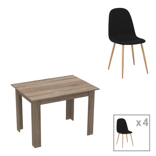 Τραπεζαρία Manka-Bella pakoworld σετ 5τεμ σε sonoma truffle απόχρωση 110x80x70εκ - Hippiehome.gr