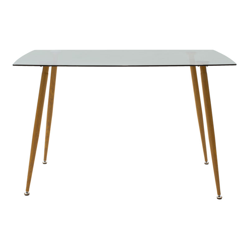 Τραπεζαρία Chloe-Caron pakoworld σετ 5τεμ γυάλινο 8χιλ ανθρακί - πόδι φυσικό 120x70x75εκ - Hippiehome.gr