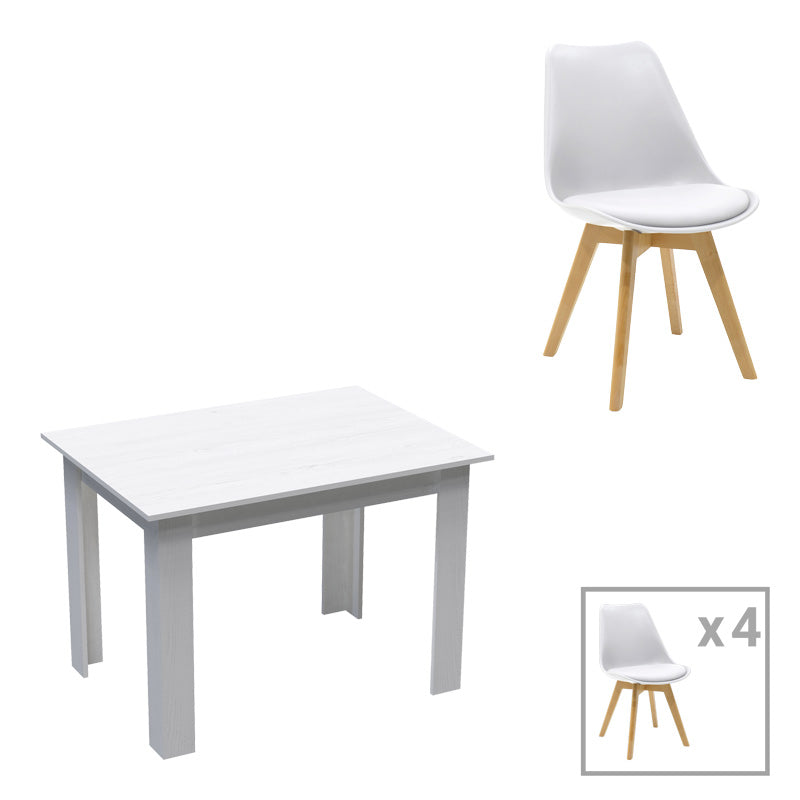 Τραπεζαρία Manka-Gaston pakoworld σετ 5τεμ σε λευκή απόχρωση 110x80x77εκ - Hippiehome.gr