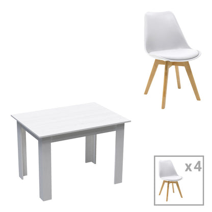 Τραπεζαρία Manka-Gaston pakoworld σετ 5τεμ σε λευκή απόχρωση 110x80x77εκ - Hippiehome.gr