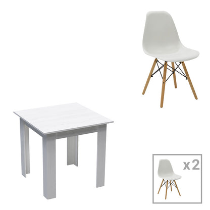 Τραπεζαρία Manka-Julita pakoworld σετ 3τεμ σε λευκή απόχρωση 80x80x77εκ - Hippiehome.gr