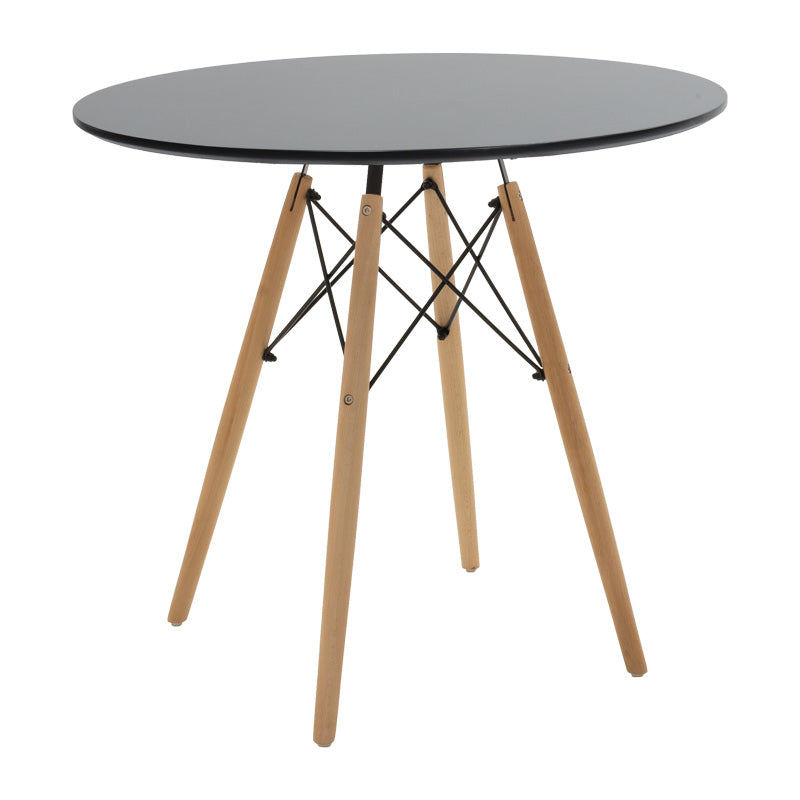 Τραπεζαρία Julita-Noor pakoworld σετ 5τεμ MDF μαύρο-πόδια φυσικό Φ80x73εκ - Hippiehome.gr