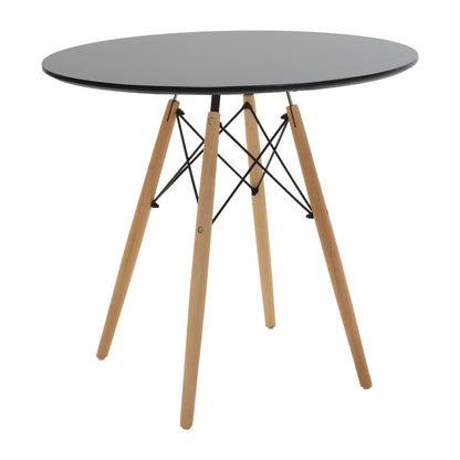 Τραπεζαρία Julita-Noor pakoworld σετ 5τεμ MDF μαύρο-πόδια φυσικό Φ80x73εκ - Hippiehome.gr