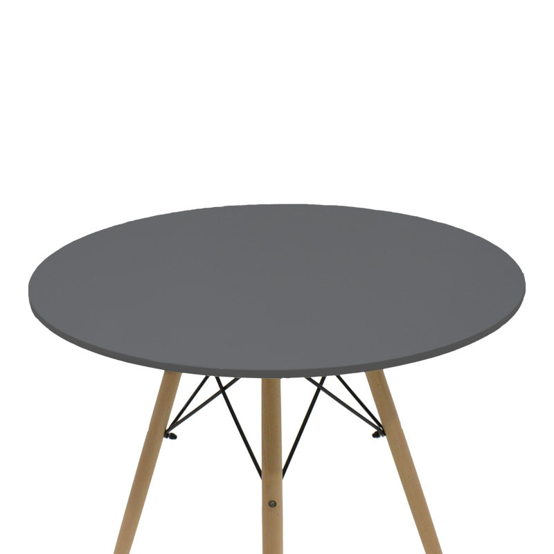 Τραπεζαρία Julita-Noor pakoworld σετ 5τεμ MDF μαύρο-πόδια φυσικό Φ80x73εκ - Hippiehome.gr