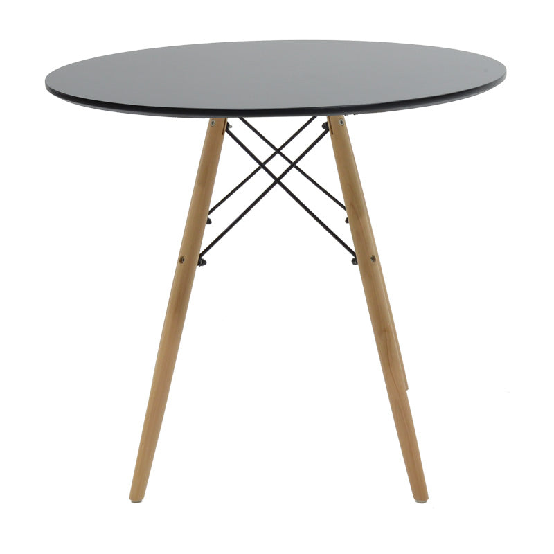 Τραπεζαρία Julita-Noor pakoworld σετ 5τεμ MDF μαύρο-γκρι-πόδια φυσικό Φ80x73εκ - Hippiehome.gr