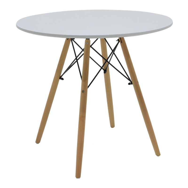 Τραπεζαρία Julita-Noor pakoworld σετ 5τεμ MDF λευκό-μπεζ ύφασμα Φ80x73εκ - Hippiehome.gr