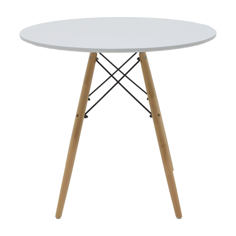 Τραπεζαρία Julita-Noor pakoworld σετ 5τεμ MDF λευκό-μπεζ ύφασμα Φ80x73εκ - Hippiehome.gr