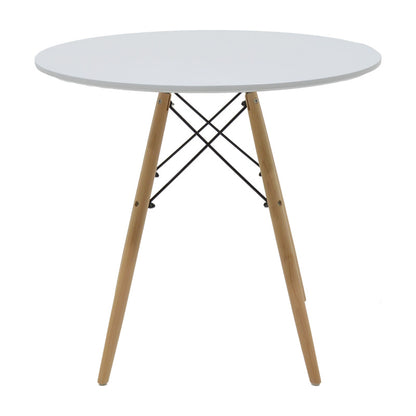 Τραπεζαρία Julita-Noor pakoworld σετ 5τεμ MDF λευκό-μπεζ ύφασμα Φ80x73εκ - Hippiehome.gr