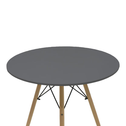 Τραπεζαρία Julita-Noor pakoworld σετ 5τεμ MDF μαύρο-μπεζ ύφασμα Φ80x73εκ - Hippiehome.gr