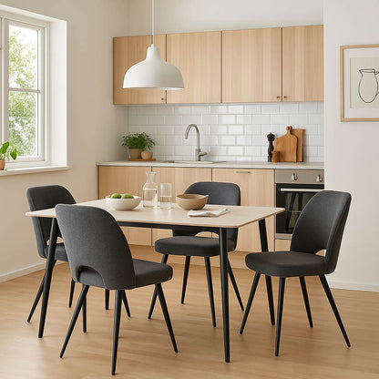 Τραπεζαρία Gustas-Renish pakoworld σετ 5τμχ λευκό μαρμάρου-μπουκλέ γκρι 120x80x76εκ - Hippiehome.gr