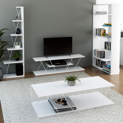 Φοιτητικό πακέτο επίπλων σαλονιού Tars pakoworld λευκό σετ 4τεμ - Hippiehome.gr