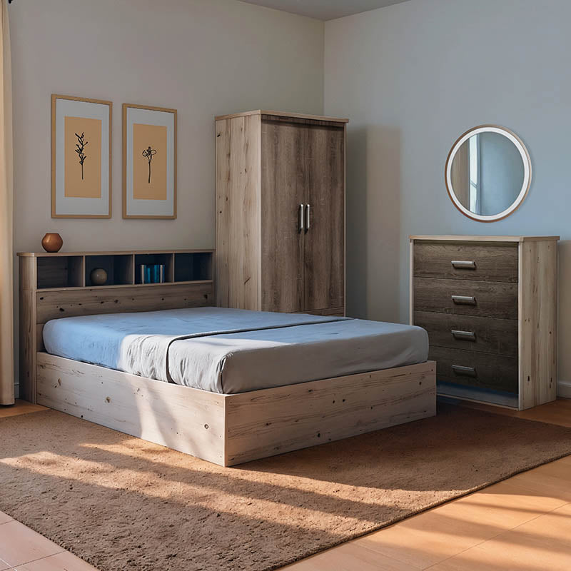 Φοιτητικό πακέτο επίπλων κρεβατοκάμαρας Shade pakoworld σετ 3τεμ - Hippiehome.gr