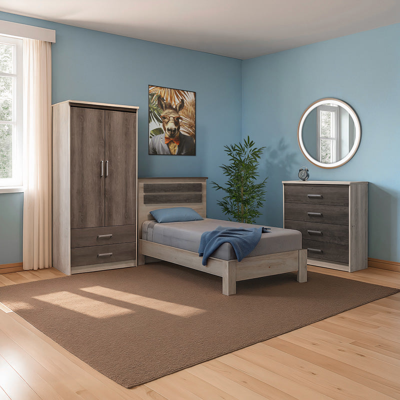 Φοιτητικό πακέτο επίπλων κρεβατοκάμαρας Coziness pakoworld σετ 3τεμ - Hippiehome.gr