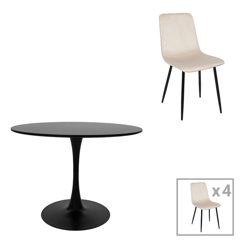 Τραπεζαρία Balou-Grato pakoworld σετ 5τεμ μπεζ Φ100x73εκ - Hippiehome.gr