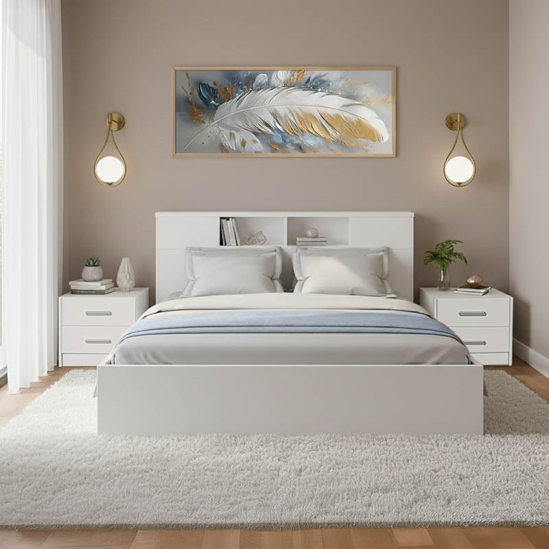 Σετ Κρεβατοκάμαρας Olympus White με Κρεβάτι 140x200εκ Σετ 3τεμ - Hippiehome.gr