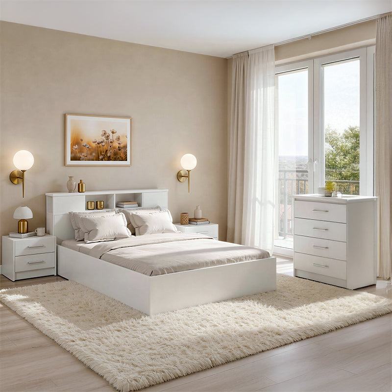 Σετ Κρεβατοκάμαρας Olympus White με Κρεβάτι 140x200εκ Σετ 4τεμ - Hippiehome.gr