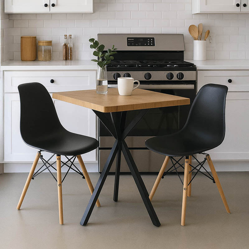 Τραπεζαρία με Καρέκλες Julita μαύρο και Τραπέζι Prestone oak 70x70x75εκ Σετ 3τεμ - Hippiehome.gr