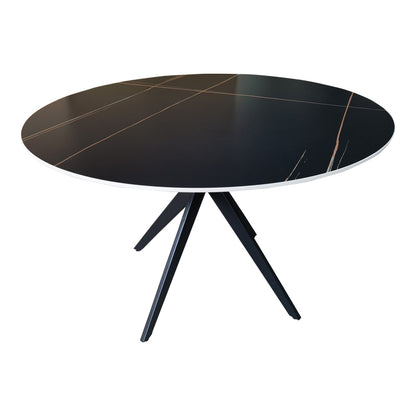 Τραπεζαρία με Καρέκλες Jelour Γκρι και Τραπέζι Orbital Μαύρο Φ120x76 Σετ 5τεμ - Hippiehome.gr