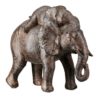 Figure Elephant Synthetic Resin Brown 2 Assorted 18X10X20Cm 18X10X20Cm - Hippiehome.gr