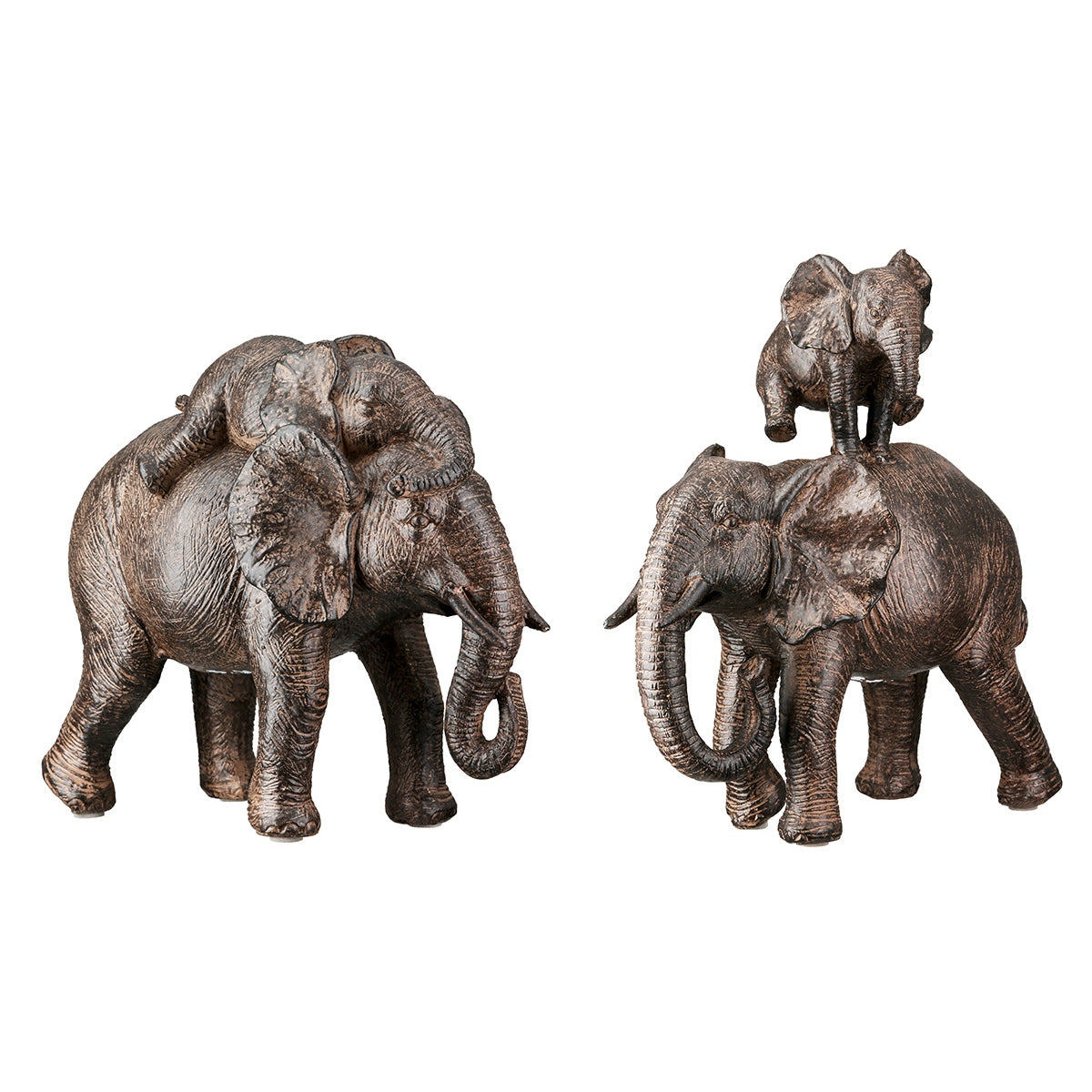 Figure Elephant Synthetic Resin Brown 2 Assorted 18X10X20Cm 18X10X20Cm - Hippiehome.gr