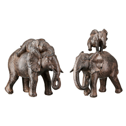 Figure Elephant Synthetic Resin Brown 2 Assorted 18X10X20Cm 18X10X20Cm - Hippiehome.gr