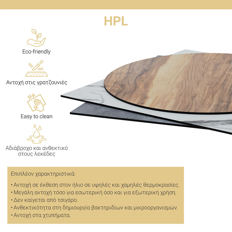 Επιφάνεια τραπεζιού Inspire pakoworld HPL γκρι cement 69x69εκ πάχους 12mm - Hippiehome.gr