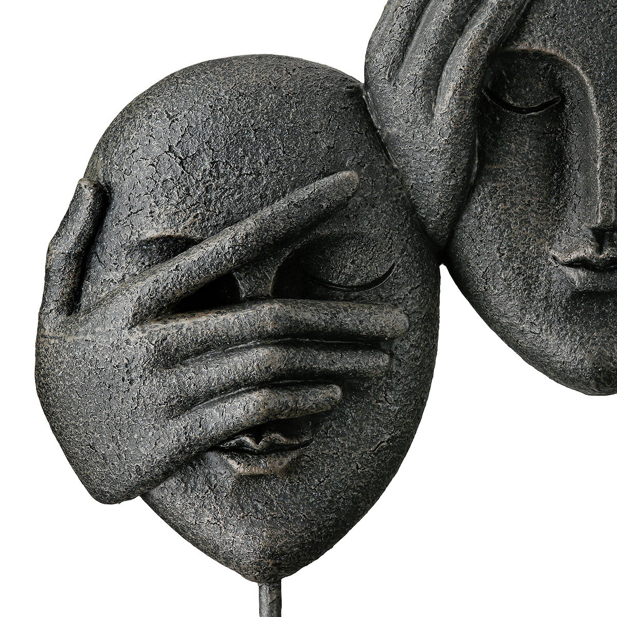 Γλυπτό Face "3 Faces" Πολυρεζίνη Μαύρο PU 30x8.5x29.5cm - Hippiehome.gr