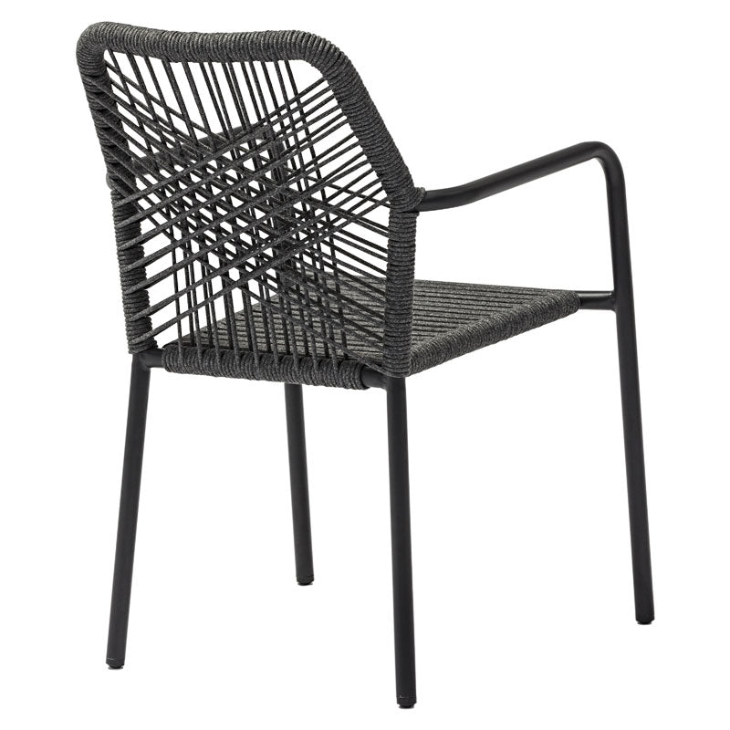 Πολυθρόνα Kherson pakoworld αλουμίνιο σχοινί ανθρακί-μαξιλάρι γκρι - Hippiehome.gr