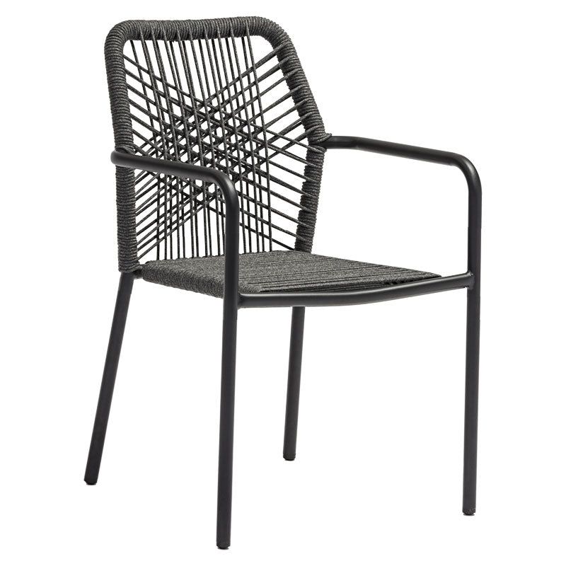 Πολυθρόνα Kherson pakoworld αλουμίνιο σχοινί ανθρακί-μαξιλάρι γκρι - Hippiehome.gr