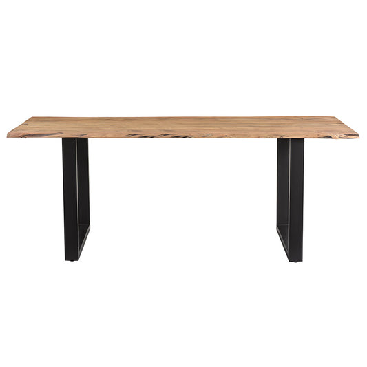 Τραπέζι Slim pakoworld μασίφ ξύλο ακακίας καρυδί-πόδι μαύρο 200x100x75.6εκ - Hippiehome.gr