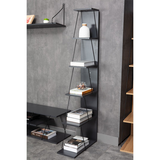 Βιβλιοθήκη mini Tars pakoworld ανθρακί-μαύρο 50x22x150εκ - Hippiehome.gr