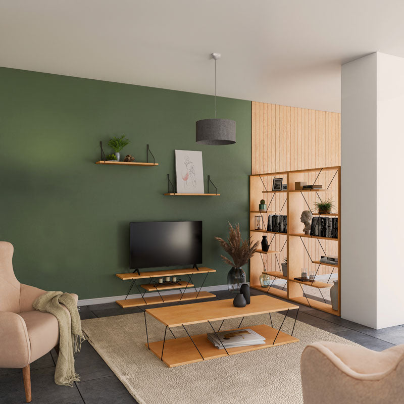 Ραφιέρα τοίχου Tars pakoworld sonoma-μαύρο 72x20x27εκ - Hippiehome.gr