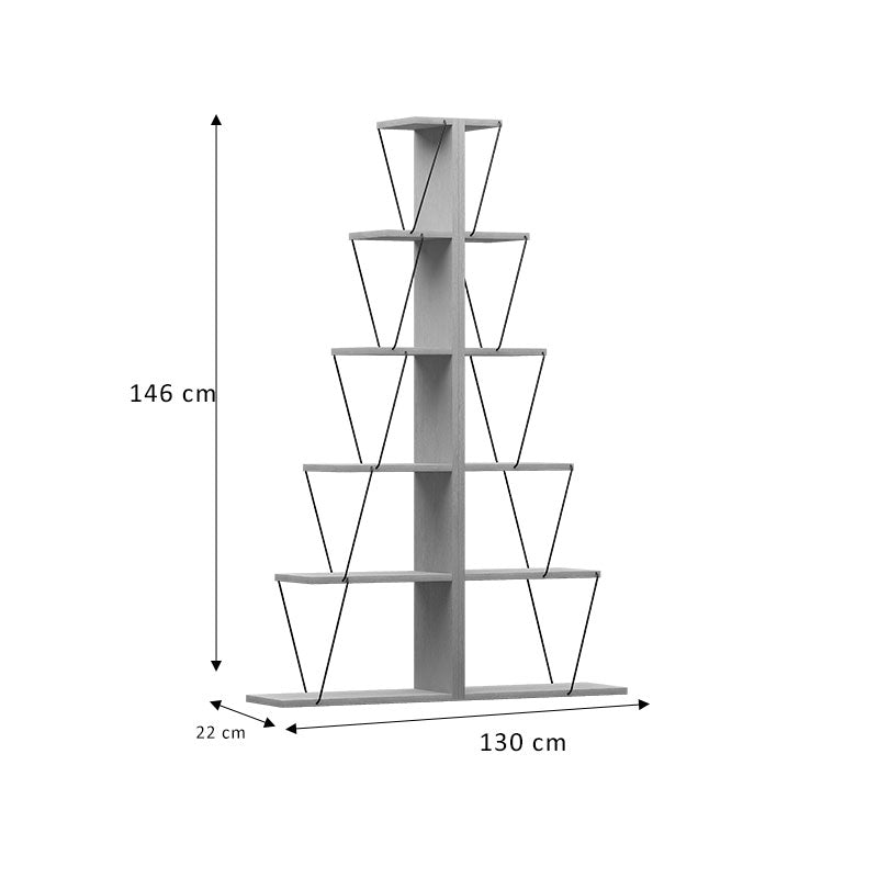 Βιβλιοθήκη mini Tars pakoworld sonoma-μαύρο 100x22x150εκ - Hippiehome.gr