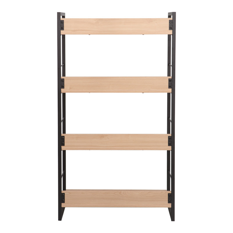 Βιβλιοθήκη Dorfie pakoworld σε φυσική απόχρωση με μαύρο μέταλλο 70x30x124.5εκ - Hippiehome.gr