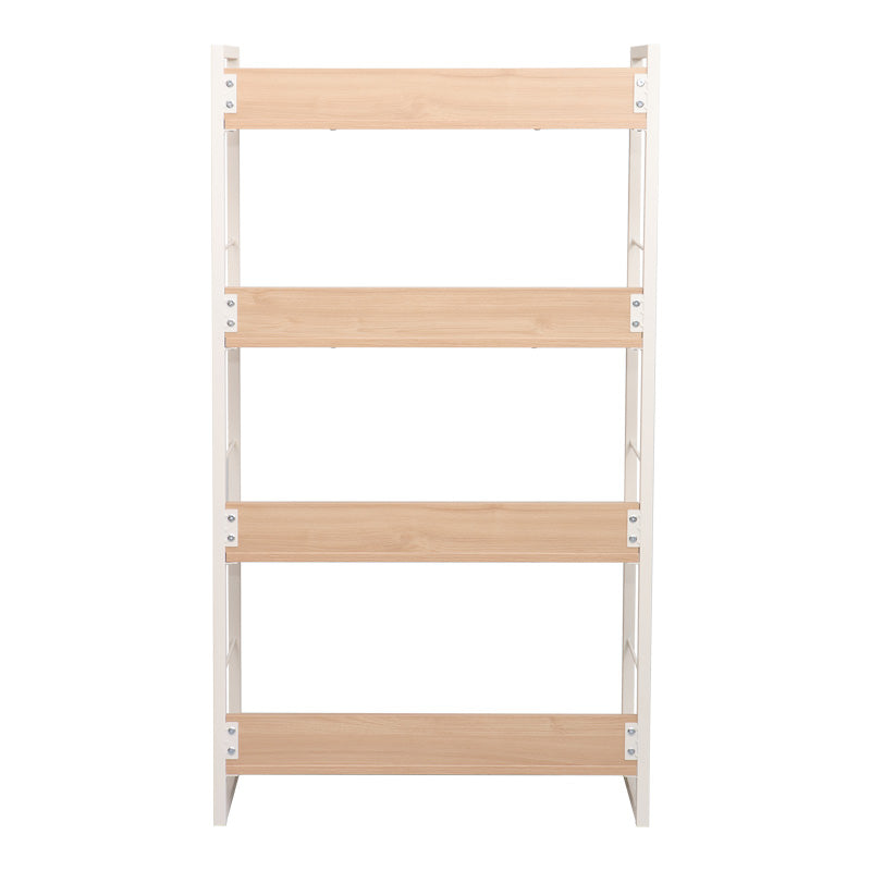 Βιβλιοθήκη Dorfie pakoworld σε φυσική απόχρωση με λευκό μέταλλο 70x30x124.5εκ - Hippiehome.gr