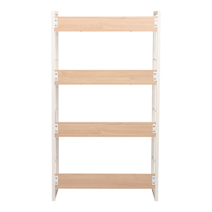 Βιβλιοθήκη Dorfie pakoworld σε φυσική απόχρωση με λευκό μέταλλο 70x30x124.5εκ - Hippiehome.gr