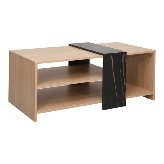 Τραπέζι σαλονιού Cozeto pakoworld σε φυσική απόχρωση με όψη μαρμάρου 100x53x41.5εκ - Hippiehome.gr