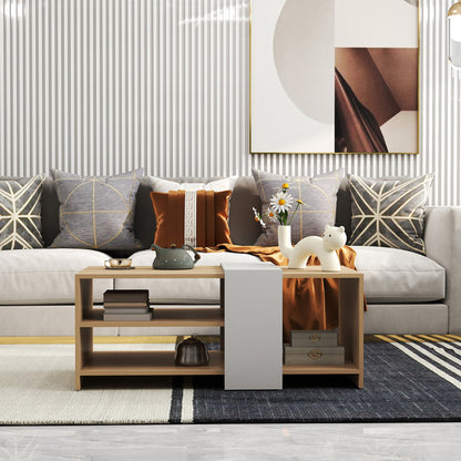 Τραπέζι σαλονιού Cozeto pakoworld σε φυσική-λευκή απόχρωση 100x53x41.5εκ - Hippiehome.gr