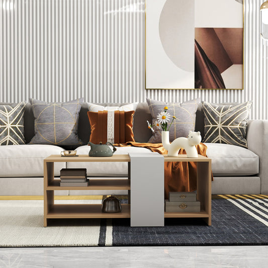 Τραπέζι σαλονιού Cozeto pakoworld σε φυσική-λευκή απόχρωση 100x53x41.5εκ - Hippiehome.gr
