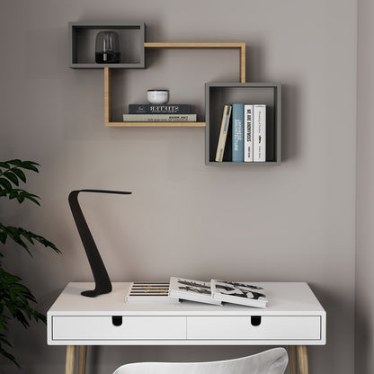 Ράφι τοίχου Beldra pakoworld σε φυσική με γκρι cement απόχρωση 84x15x57.8εκ - Hippiehome.gr