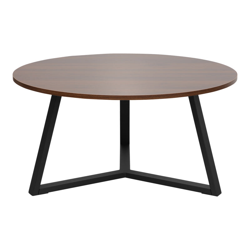 Τραπέζι σαλονιού Berton pakoworld σε καρυδί απόχρωση με μαύρο μέταλλο Φ80x40εκ - Hippiehome.gr