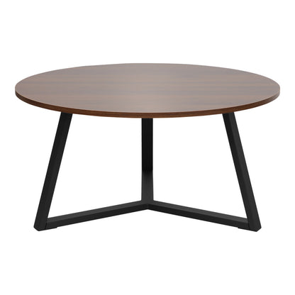 Τραπέζι σαλονιού Berton pakoworld σε καρυδί απόχρωση με μαύρο μέταλλο Φ80x40εκ - Hippiehome.gr