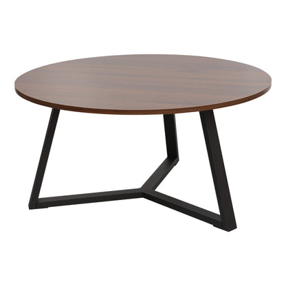 Τραπέζι σαλονιού Berton pakoworld σε καρυδί απόχρωση με μαύρο μέταλλο Φ80x40εκ - Hippiehome.gr